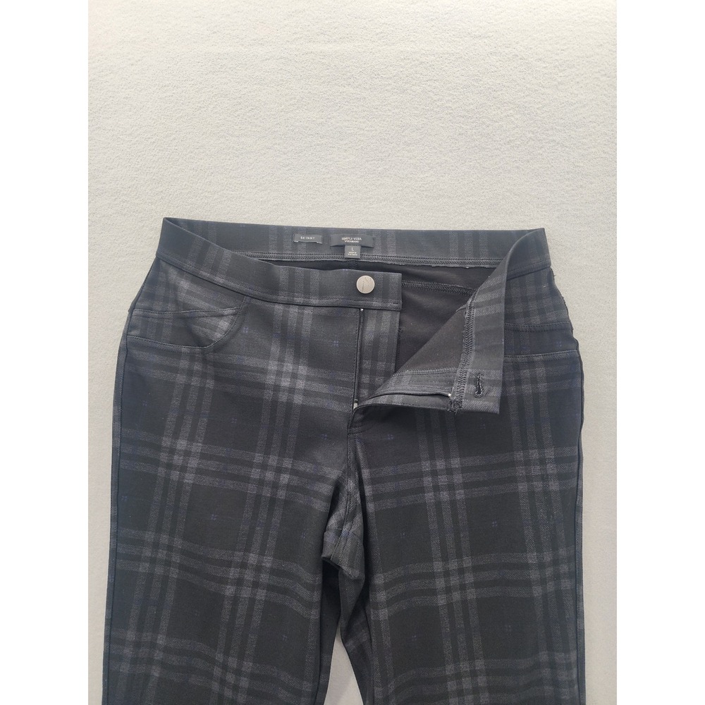 Simply Vera Vera Wang Skinny Plaid Pants Womens L Grey Black Checkered Trousers - Picture 3 of 11